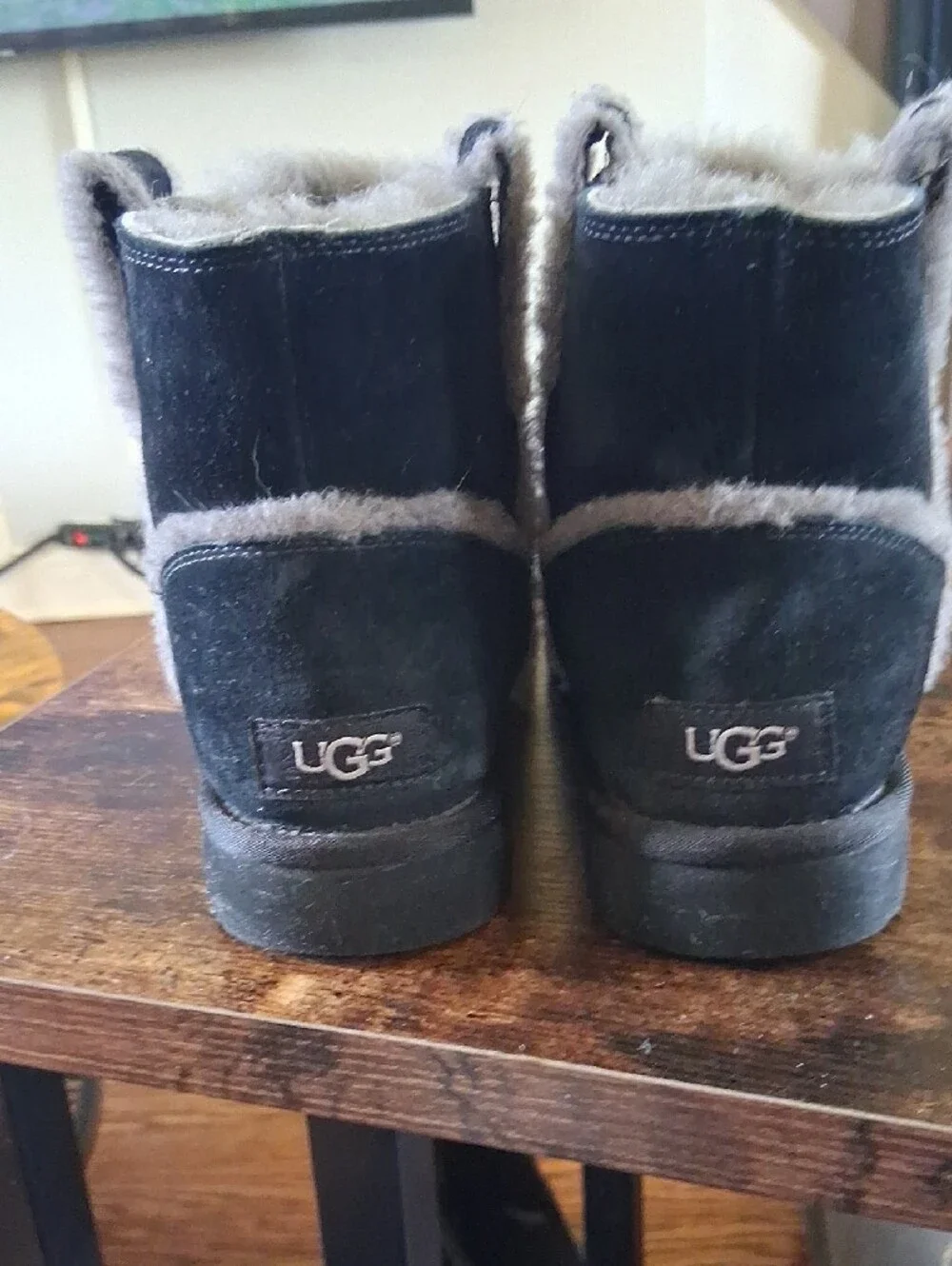 Women's Black Shearling-Lined Suede Ankle Boots